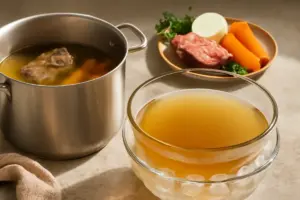 Ricetta tradizionale del brodo di carne limpido: il dettaglio del raffreddamento che fa la differenza