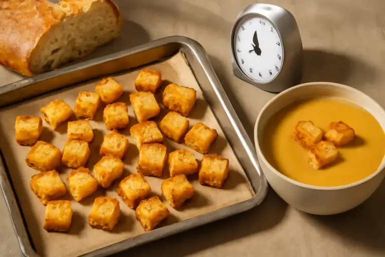 Crostini dorati perfetti per zuppe e vellutate: il pane ideale e il tempo di tostatura da rispettare